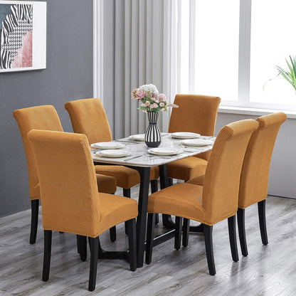 Howhic Stretch Chair Covers for Dining Room Set of 2, Removable Washable Dining Room Chair Covers, Dining Chair Slipcovers Seat Protector, Great Home Decor and Banquet Upholstery (Gold, 2 Pack)