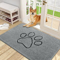 OLANLY Dog Door Mat for Muddy Paws 48x30, Paw Print Design, Absorbs Moisture and Dirt, Absorbent Non-Slip Washable Doormat, Quick Dry Chenille Mud Mat for Dogs, Entry Indoor Entryway Carpet, Grey