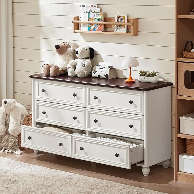 Farmhouse Dressers & Night Stand Set of 4, Wood 54" Wide Dresser & 45" Tall Chest of Drawers, 18" with Charging Station Nightstand Set of 2, Bedroom Furniture Dresser Set for Home Living Room Hallway