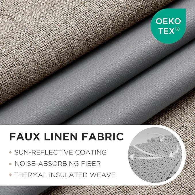 Joydeco Modern Linen Blackout Curtains, 100"W x 120"L, 1 Panel for Bedroom & Living Room, Thermal Insulated, Grommet Top