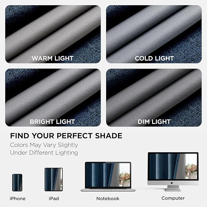 Joydeco Blackout Curtains 84 Inches Long 2 Panels Burg, Room Darkening Curtains for Bedroom, 100% Black Out Textured Thermal Drapes Privacy Protection 2 Panels Set(W52 x L84 Inch, Navy Blue)