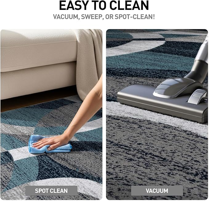 Rugshop Blue Modern Geometric Indoor Small Area Rug, Overlapping Circle Pattern, Fade Resistant, Non-Shedding, for Bedroom, Home Office and Reading Nook, 3'3" x 5'