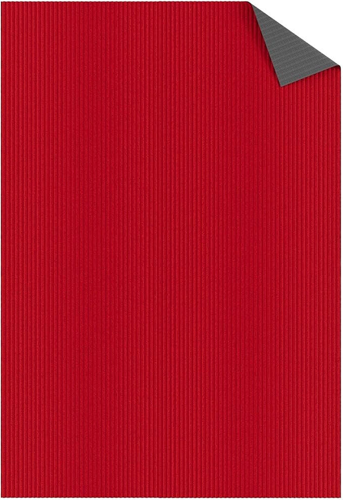 Ottomanson 6'6" x 52' Hallway Runner with Scraper Pile Extra Durable Non-Slip Rug Mat for Indoor & Outdoor Use - Ideal for Kitchen, Entryway, Patio & Garage - High-Traffic Carpet, Red