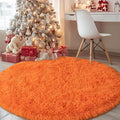 Round Orange Rug for Bedroom, 4 ft Circle Area Rugs for Living Room, Soft Fluffy Shag Carpet for Teen Girls Boys Nursery Room Dorm Home Decor Aesthetic