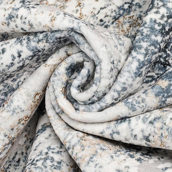 Area Rug Living Room Rugs - 6x9 Abstract Large Soft Indoor Washable Rug Neutral Modern Low Pile Carpet for Bedroom Dining Room Farmhouse Home Office - Beige Blue