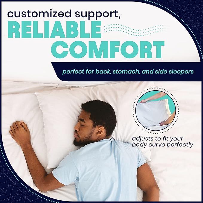 EnerPlex Queen Size Memory Foam Pillows - Pack of 1 - Adjustable Fill for Sleeping w/Extra Stuffing - Machine Washable Firm Cushioning