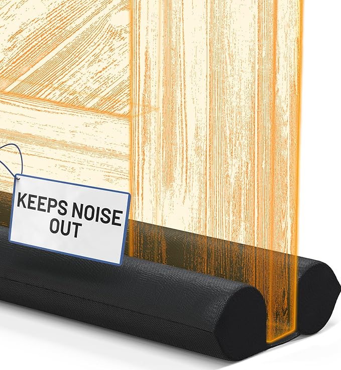 Everlasting Comfort 2 Sided Under Door Draft Stopper for Bottom of Doors - Quick Install, Keeps Heat In & Cold Air Out - Sound Proofing Foam Strip Gap Filler, Noise Blocker for Interior -Fits 30"-36"W