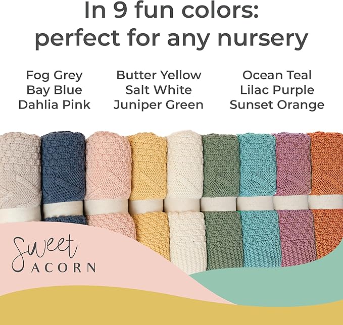 Knit Baby Blanket in Elegant Pattern, Organic Cotton Blankets for Crib or Stroller, Receiving Blankets - Butter Yellow
