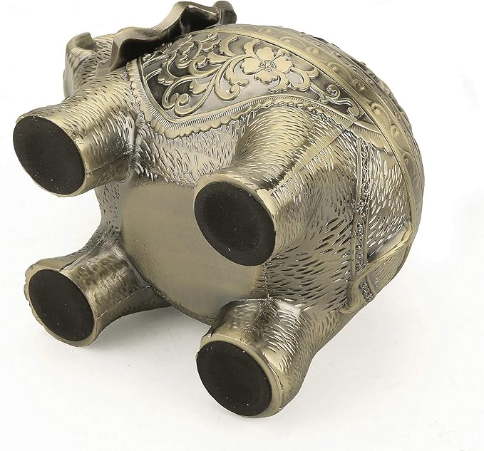 K COOL Metal Backflow Incense Holder Elephant Cone Coil Incense Burner Ash Catcher with Lid, Aromatherapy Ornament Home Office Decoration for Indoor Outdoor (Bronze)