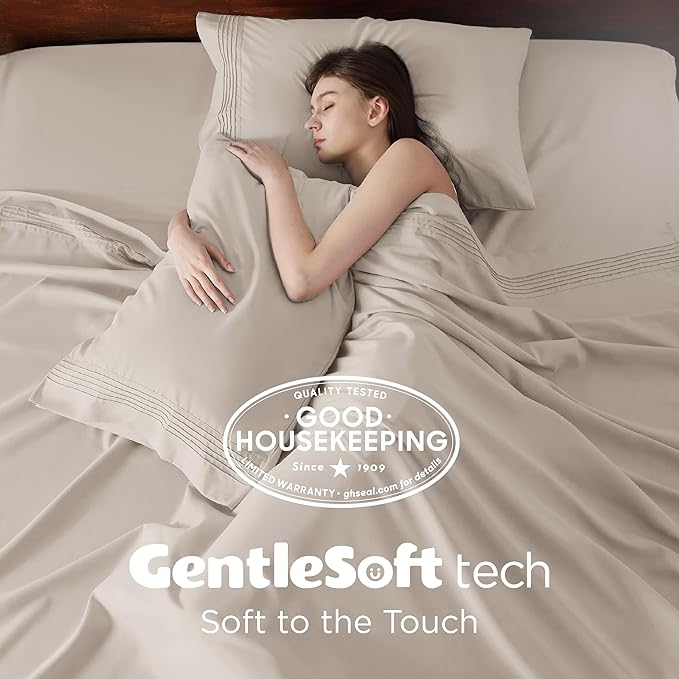 Bedsure Deep Pocket California King Sheet Sets - Fits Mattresses Up to 21 Inches Thick - 4 Piece Bed Sheets, Moisture Wicking, Soft & Cooling Bedsheet & Pillowcases, Easy & Secure Fit, Linen