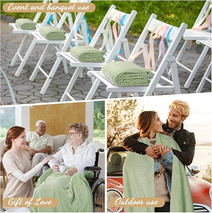 Buryeah 6 Pcs Flannel Throw Blanket Bulk 50 x 60 in Sleepover Blanket Outdoor Wedding Throw Lightweight, Oeko-tex Standard 100 Certified for Sofa Homeless Gifts (Mint)