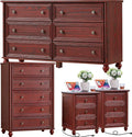 Farmhouse Dressers & Night Stand Set of 4, Wood 54" Wide Dresser & 45" Tall Chest of Drawers, 18" with Charging Station Nightstand Set of 2, Bedroom Furniture Dresser Set for Home Living Room Hallway