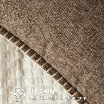 MIULEE Pack of 2 Couch Throw Pillow Covers 16x16 Inch Brown Farmhouse Decorative Pillow Covers with Stitched Edge Soft Chenille Solid Dyed Spring Pillow Covers for Sofa Bed Living Room