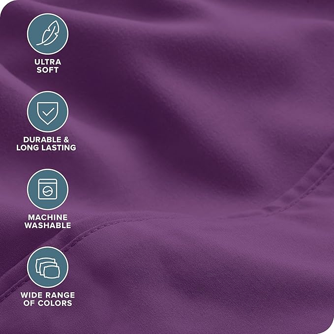 Bare Home Hotel Luxury Full Sheet Set, Extra Soft - 6 Piece Set - Deep Pockets - Easy Fit - Cooling & Breathable - Wrinkle, Fade, Stain Resistant - Includes 4 Pillowcases (Full, Plum)
