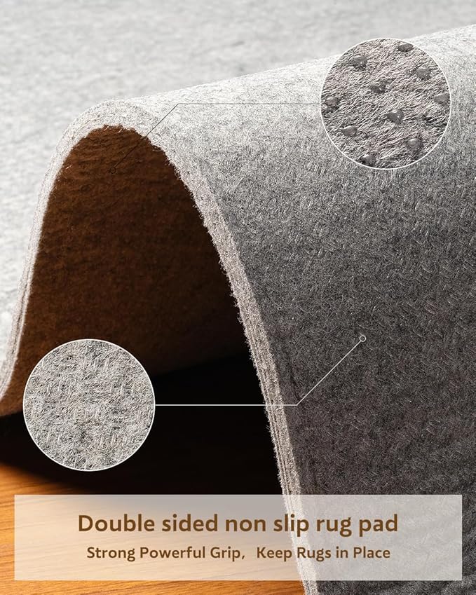 Resare Non Slip Rug Pad Gripper Extra Thick Dual Surface Felt Under Rug for Area Rugs and Hardwood Floors,Super Cushioned Non Skid Carpet Padding - 2x10 Feet 1/4" Double-Sided Non Slip
