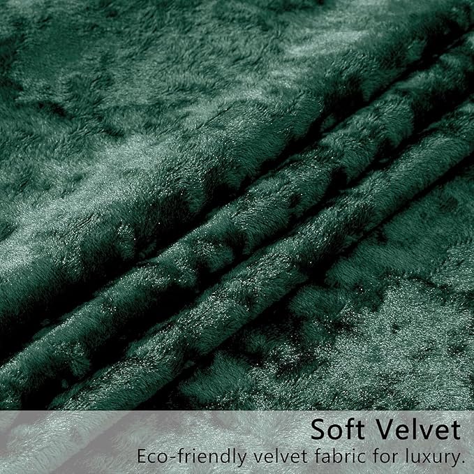 SMILETIME Forest Green Crushed Velvet Curtains 52x90 inch Luxurious Thermal Insulated Soundproof Drapes for Living Room Bedroom Office Soft and Durable Light-Filtering Window Treatments, 2 Panels