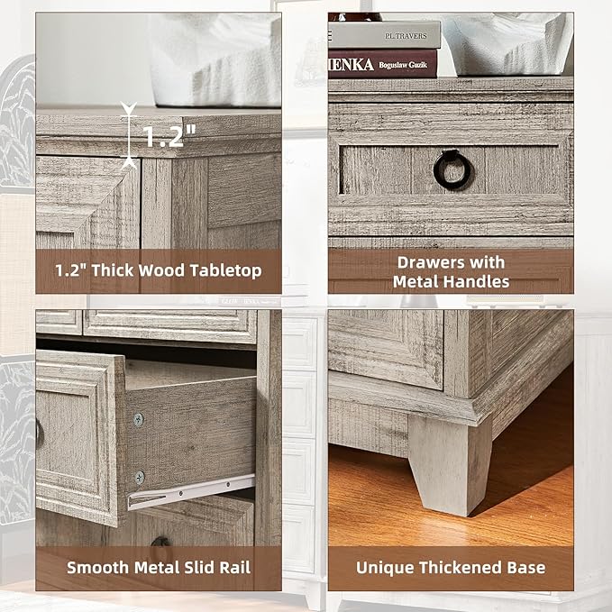 Farmhouse 5 Drawer Dresser for Bedroom, 33.2" Tall Small Dressers & Chest of Drawers, Rustic Wood Dresser with Metal Handle, Storage Organizer Closet for Living Room, Hallway, Entryway