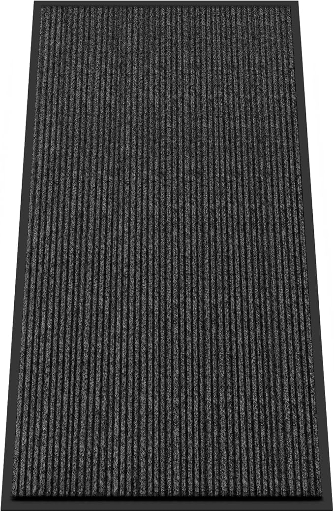 Kuyal Front Door Mat, 3'x6' Indoor Outdoor Entrance Mat, Commercial Floor Mats Inside Outside Entrance, Heavy Duty Durable Welcome, Rubber Backing Non Slip Outdoor Mats for Entryway,Black