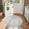 jinchan Lima Round Rug 4ft Vintage Machine Washable Area Rug Indoor Circle 4' Ultra-Thin Non-Slip Floral Print Carpet for Farmhouse Entryway Dining Room Living Room Bedroom Office (4'Round, Taupe)