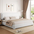 King Size Boucle Bed Frame, Upholstered Cloud Platform Bed Frame with Headboard, Anti-Collision Soft Rounded Corners, No Box Spring Required, Easy Assembly, Noise Free, Adjustable Headboard