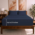 Mellanni California King Sheet Set - 6-Piece Iconic Collection Bedding, (Including 4 Pillowcases), 21-Inch Extra Deep Pocket, Easy Care, Ultra Soft, Cooling Sheets, Brushed Microfiber - Navy Blue