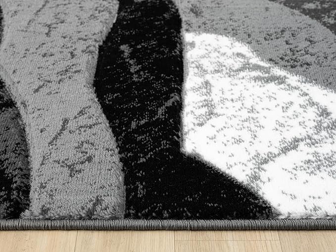 Modern Abstract Area Rug Hand Carved Contemporary Geometric Vibrant Colors Carpet for Living Room Bedroom Design PR1002 (Grey, 8' x 10')
