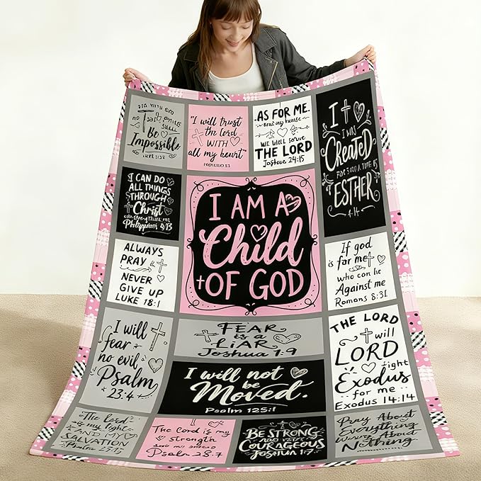 Christian Gift for Women, Inspirational Throw Blanket for Couch, Soft Lightweight Flannel Blanket, 40"x 50" Thoughts and Prayers Blankets for Bedroom Sofa Living Room Decoration