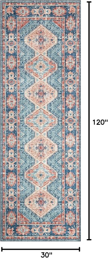 Loloi Skye Collection SKY-03 Turquoise/Terracotta 2'-6" x 10'-0" Runner Rug