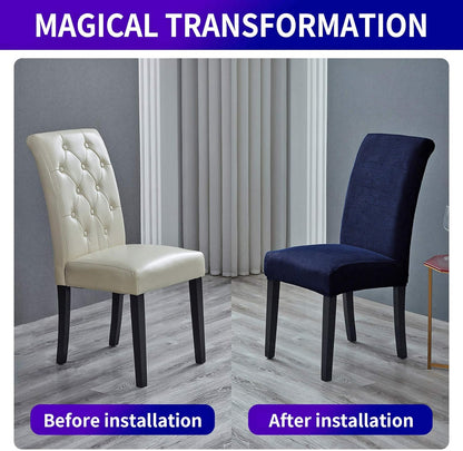 Howhic Stretch Chair Covers for Dining Room Set of 6, Removable Washable Dining Room Chair Covers, Dining Chair Slipcovers Seat Protector, Great Home Decor and Banquet Upholstery (Navy, 6 Pack)