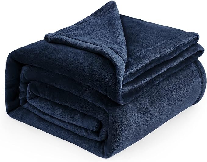 Bedsure GentleSoft Fleece Blanket California King Navy Blue - Lightweight Plush Fuzzy Cozy Soft Bed Blankets, 102x96 inches