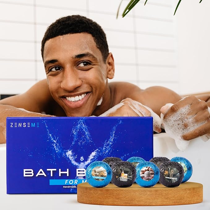 Bath Bombs for Men - Gift Set of 18 Scented Handmade Natural Bath Bombs of 2.5 oz w/Essential Oils, Unique Manly Scents, for Boyfriend, Husband, Father - 18 Pack