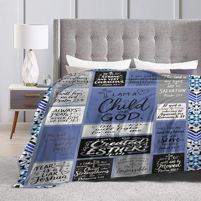 Christian Throw Blanket for Couch, Inspirational Gift for Women, Super Soft Plush Flannel Blanket, 30"x 40" Thoughts and Prayers Blankets for Bedroom Sofa Living Room Decoration