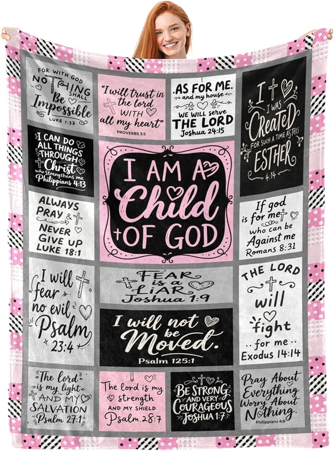 Christian Gift for Women, Inspirational Throw Blanket for Couch, Soft Lightweight Flannel Blanket, 30"x 40" Thoughts and Prayers Blankets for Bedroom Sofa Living Room Decoration