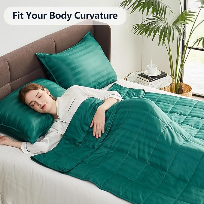 Weighted Blanket Twin Size (48"x72" 20lbs),Ultra Soft and Cozy Cooling Weighted Blanket Twin Size for Adult,Heavy Blanket with Machine Washable Soft Blanket, Green