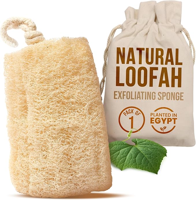 CraftsOfEgypt Natural Loofah Sponge – Egyptian Luffa Body Scrubber Pack of 1 for Men & Women, Natural Bath & Shower Loofah Exfoliator, All Natural Loofah Sponges for Face Back & Body, 6" x 6"