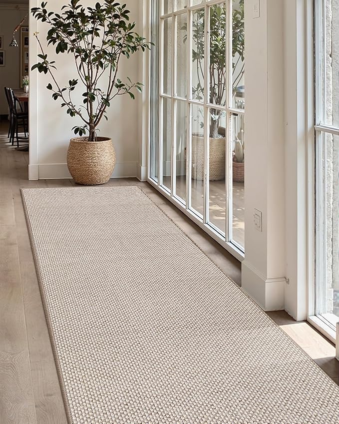 Color&Geometry Door Mat 3'x8' Runner Rug with Rubber Backing, Non Slip Washable Hallway Rug, Carpet Runners for Hallway Living Room Bedroom, Beige (Rolled-up NO Creases)