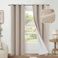 Linen Blackout Curtains for Living Room Narrow Window, Thermal Insulated Complete Light Blocking Privacy Soundproof Small Curtains for Bedroom, Each 38 Inch Wide 80 Inch Length 2 Panels, Beige