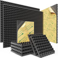Sonicism Sound Proof Foam Panels for Walls Self-Adhesive 72 Pack Pyramid 1"X 12"X 12" Acoustic Panels 35kg/m³High Density,Soundproof Wall Panels Fast Expand,Sound Absorption and Decoration,Black
