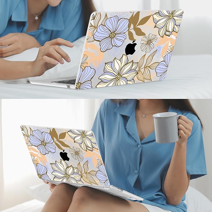 Mektron for 2025 M4 MacBook Air 13.6 Inch A3240 Case Fits 2023 A2681 M2 2024 A3113 M3 Chip with Liquid Retina Display Touch ID, Printed Plastic Hard Shell Cover for MacBook Air 13.6", Abstract Floral