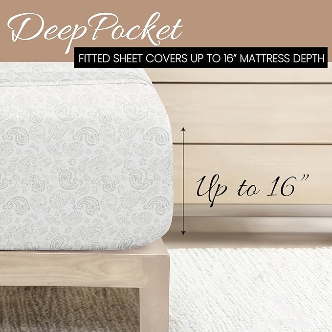 Linen Market 4 Piece Queen Sheet Set (Gray Floral) - Sleep Better Than Ever with These Ultra-Soft & Cooling Bed Sheets for Your Queen Size Bed - Deep Pocket Fits 16" Mattress