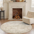 5x5 Beige Round Rug 5ft Living Room Circle Rug Vintage Round Area Rug Non Slip Indoor Carpet for Entryway Dining Room Bedroom