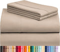 LuxClub 4 PC California King Sheet Set, Deep Pockets Wrinkle Free Cooling Bed Sheets Hotel Bedding for Women, Men, Includes 1 Fitted Sheet, 1 Flat Sheet and 2 Pillowcases-Light Khaki