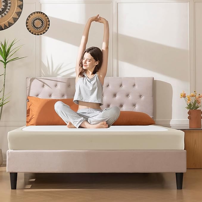 Biscaynebay Decorative Box Spring Cover Queen Size, Light Camel Luxurious Jersey Knitting Stretchy Wrap Around 4 Sides Bed Skirt for Home/Hotels, Easy Fit Wrinkle & Fade Free Machine Washable