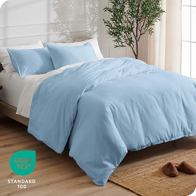Bare Home Bedding Duvet Cover Queen Size - Premium 1800 Super Soft Collection - Lightweight, Cooling Duvet Cover - Soft Breathable Bedding (Queen, Light Blue)