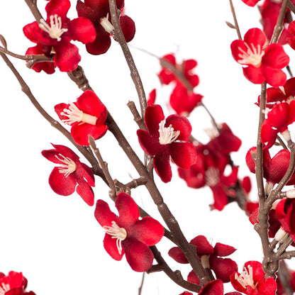 4Pcs Cherry Blossom Branches Artificial Flowers for Spring Summer Indoor Decoration,Faux Long Stem Artificial Flowers for Wedding Home Office Bedroom Party Table Centerpieces Decor(Red)