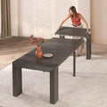 Transformer Table - Solid Wood Extendable Dining Table, Seats 2-12, Extendable Dining Room Table, Space-Saving Furniture, Expandable Dining Furniture (Dark Grey, Table Only)
