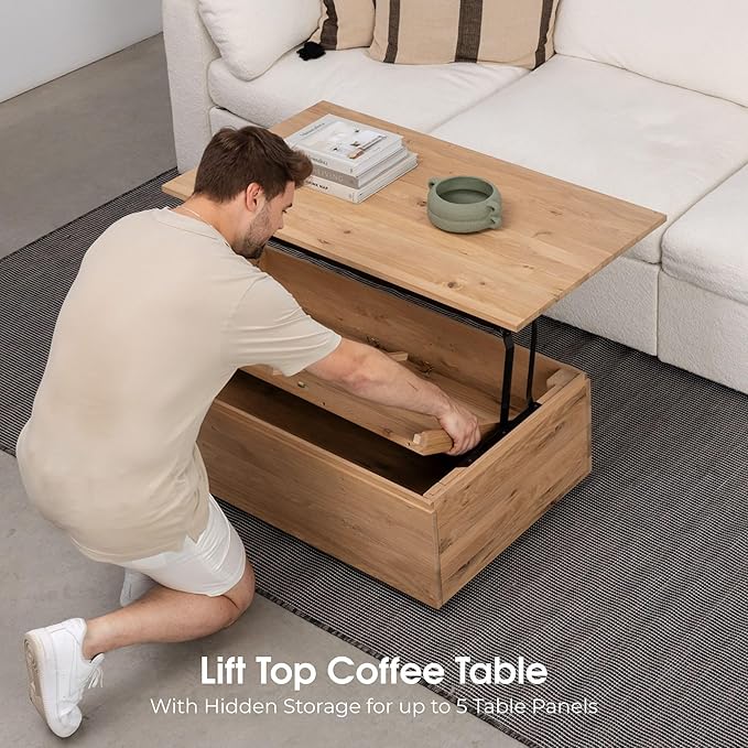 Transformer Table - Solid Wood Extendable Dining Table, Seats 2-12, Extendable Dining Room Table, Space-Saving Furniture, Expandable Dining Furniture (Natural, Table + Bench + Coffee Table)