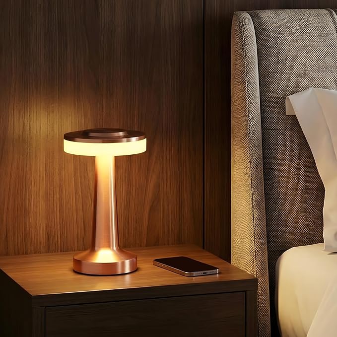 VIHOSE Cordless Table Lamps LED Portable Rechargeable Table Lamp with Touch Sensor 3 Color Dimming up to 15 Hours Battery Desk Light for Restaurant Nursery Living Room(Rose Gold,8 Pcs)
