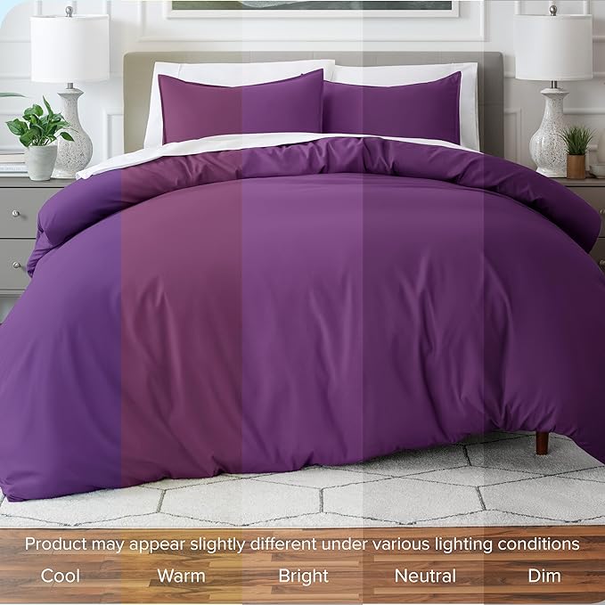 Bare Home Bedding Duvet Cover Extra Long Size - Premium 1800 Super Soft Collection - Lightweight, Cooling Duvet Cover - Soft Breathable Bedding (Twin/Twin XL, Plum)