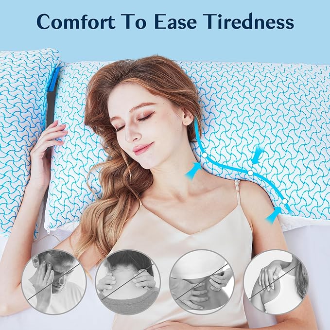 SUPA MODERN Shredded Memory Foam Pillows for Sleeping Queen Size Set of 4 Pack,Adjustable Cooling Bed Pillow for Side Back and Stomach Sleepers with Breathable Washable Cover